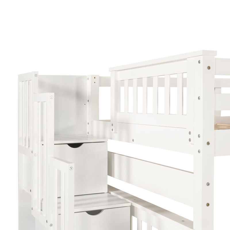 Merax Bunk Bed with Shelves and 6 Storage Drawers