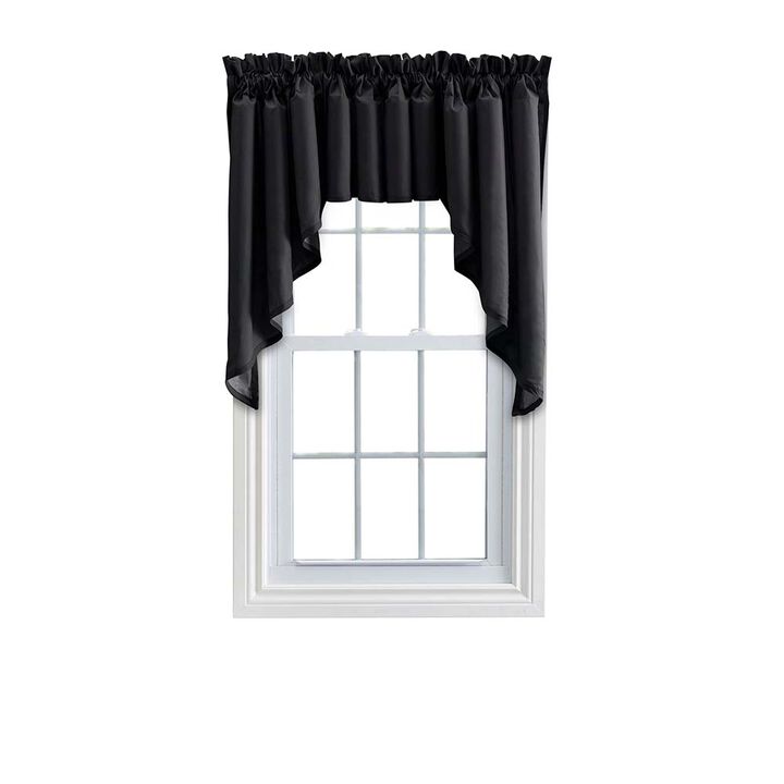 Ellis Stacey Solid Color Window 3" Rod Pocket High Quality Fabric Lined Swag Set 126"x36" Black