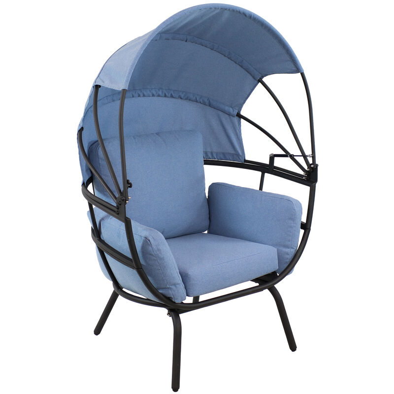Sunnydaze Modern Luxury Wicker Lounge Chair with Retractable Shade