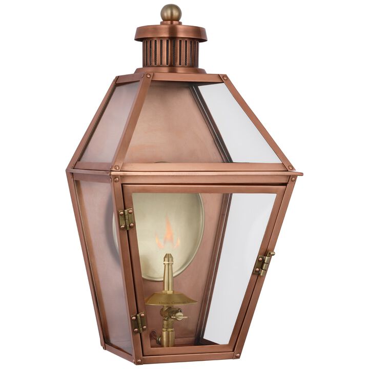 Stratford Small 3/4 Gas Wall Lantern in Soft Copper with Clear Glass