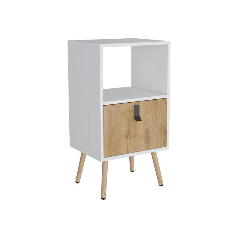 Toka Tall Nightstand with Drawer and Functional Storage