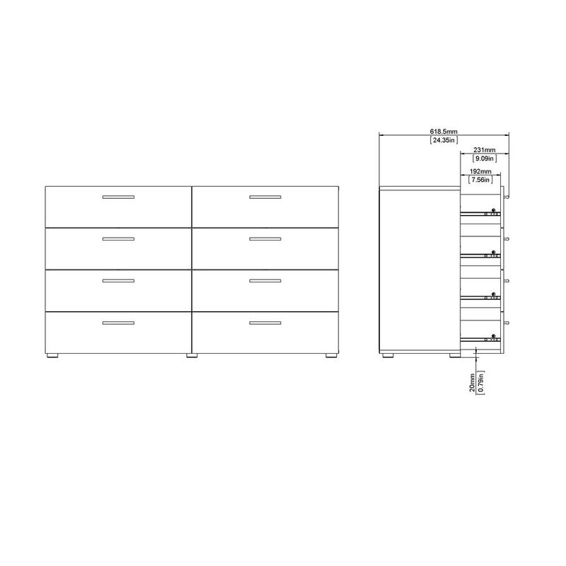 Tvilum Austin 8 Drawer Double Dresser, Walnut