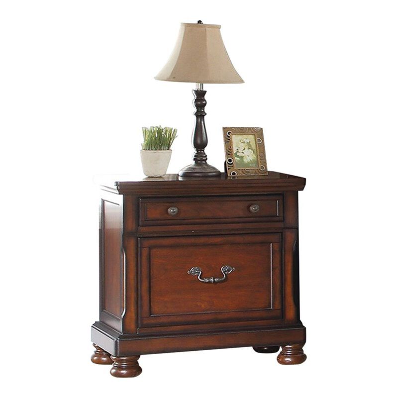 Traditional Formal Look Cherry Finish 1 Piece Nightstand Storage Space Bedside Table Plywood