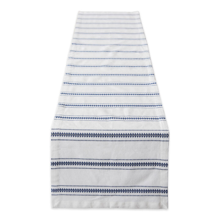 14" x 72" French Blue and White Zig Dobby Stripe Decorative Table Runner
