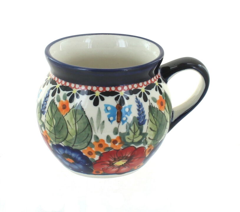 Blue Rose Polish Pottery Nature Small Bell Shape Mug