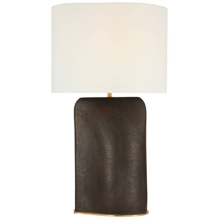 Amantani Extra Large Sculpted Form Table Lamp in Stained Black Metallic