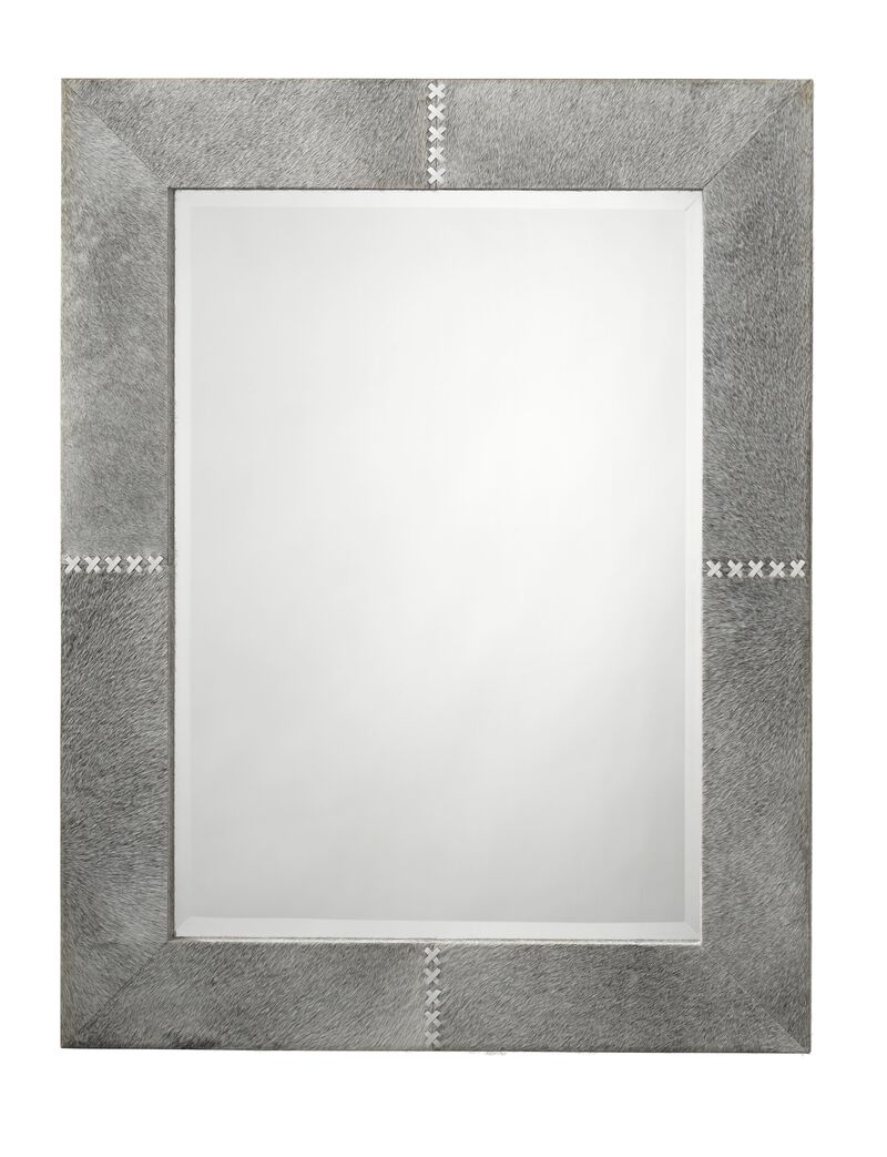 Cross Stitch Rectangle Hide Mirror, Grey