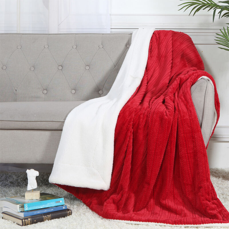 Legacy Decor Luxury Ultra Plush and Soft Sherpa Fleece Throw Blanket, 52” x 71” Red