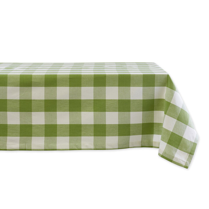 52" White and Antique Green Buffalo Check Table Cloth