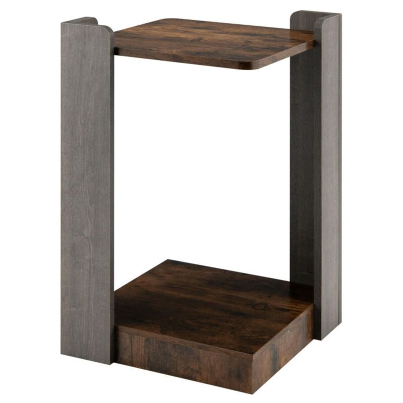 Hivvago 2-Tier Square End Table with Open Storage Shelf for Small Space
