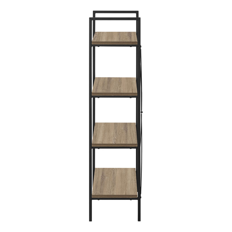 Monarch Specialties I 7800 Bookshelf, Bookcase, 4 Tier, 48"H, Office, Bedroom, Metal, Laminate, Brown, Black, Contemporary, Modern