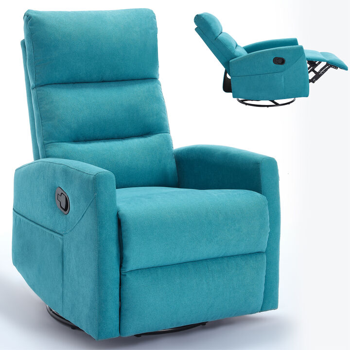 Manual Recliner Chair with Rocker and Swivel in Fabric, Upholstered Accent Chair for Living Room