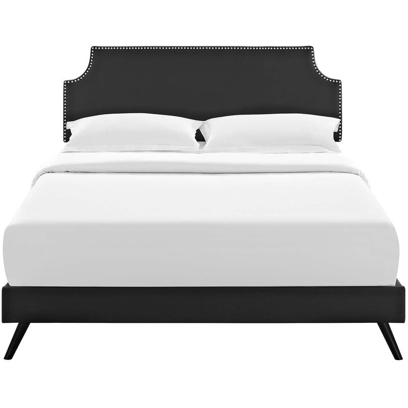 Modway - Corene Queen Vinyl Platform Bed with Round Splayed Legs