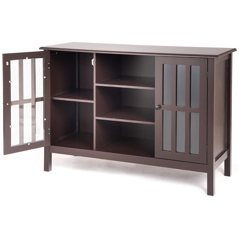 Hivvago Brown Wood 43-inch TV Stand Storage Cabinet Console Table