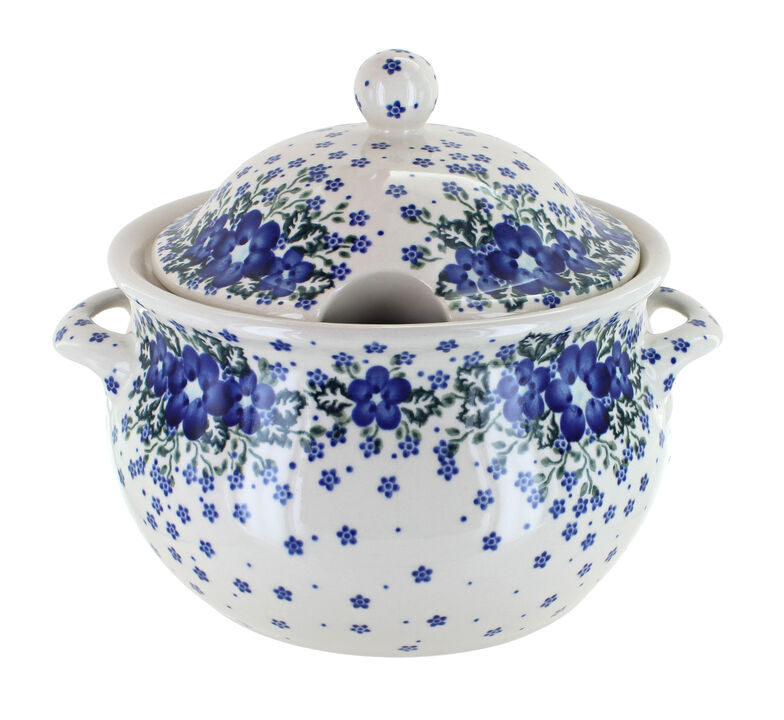 Blue Rose Polish Pottery Garden of Blue Large Soup Tureen