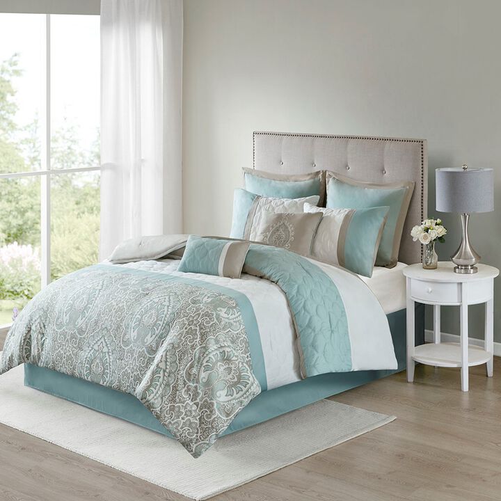 Gracie Mills Ronny 8-Piece Damask-Inspired Comforter Set