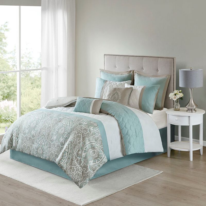 Gracie Mills Ronny 8-Piece Damask-Inspired Comforter Set