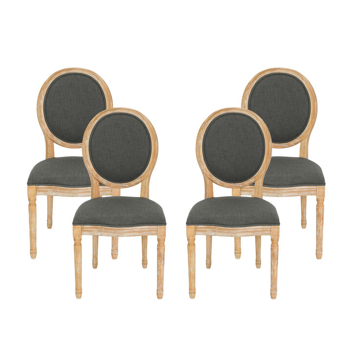 Christopher Knight Home Blair Farmhouse Upholstered Rubberwood Dining Chairs (Set of 4)