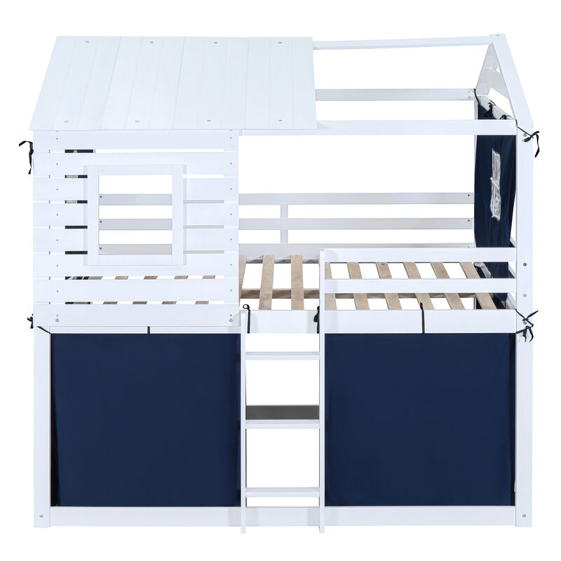 Merax Wood House Bunk Bed with Tent