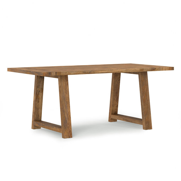 Whitley 72 inch Wide Solid Mango Farmhouse Dining Table in Burnt Wax