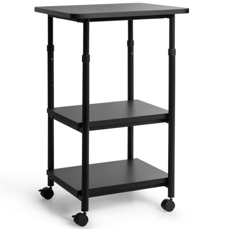 Multifunction Adjustable Height 3-tier Printer Stand on Wheels