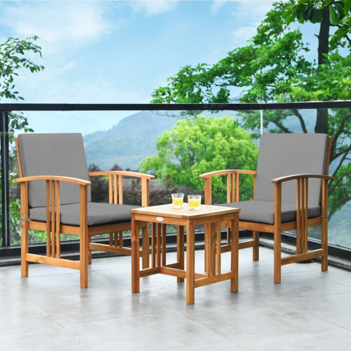 3PC Solid Wood Outdoor Patio Sofa Furniture Set