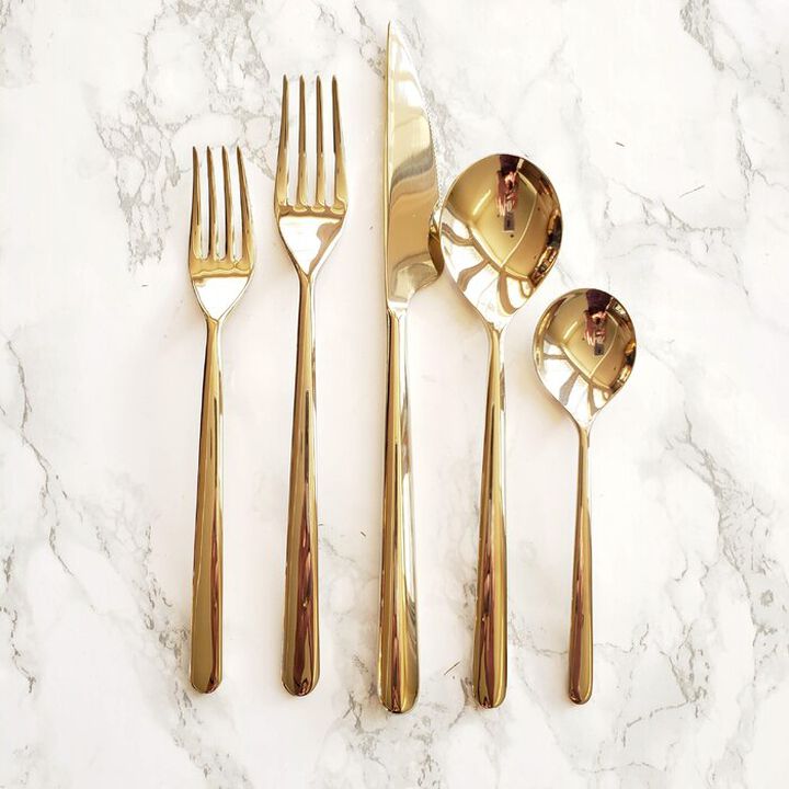 Linea 7 Piece Gold Serving Set