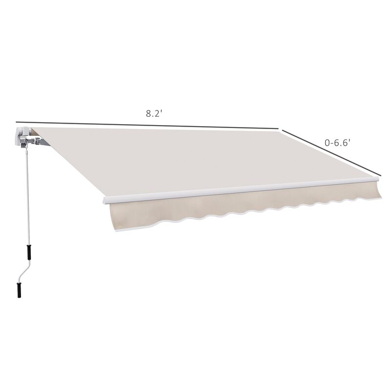 Retractable Awning 8' x 7' Patio Manual Outdoor Patio Sun Shade w/ Crank Handle Deck Window Cover Beige