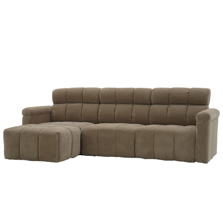FUFU&GAGA Modern L-Shaped Sofa Set with High Back and Ottoman, Comfortable Finish (95.7 in. W x 30.3 in. D x 26.8 in. H), Brown