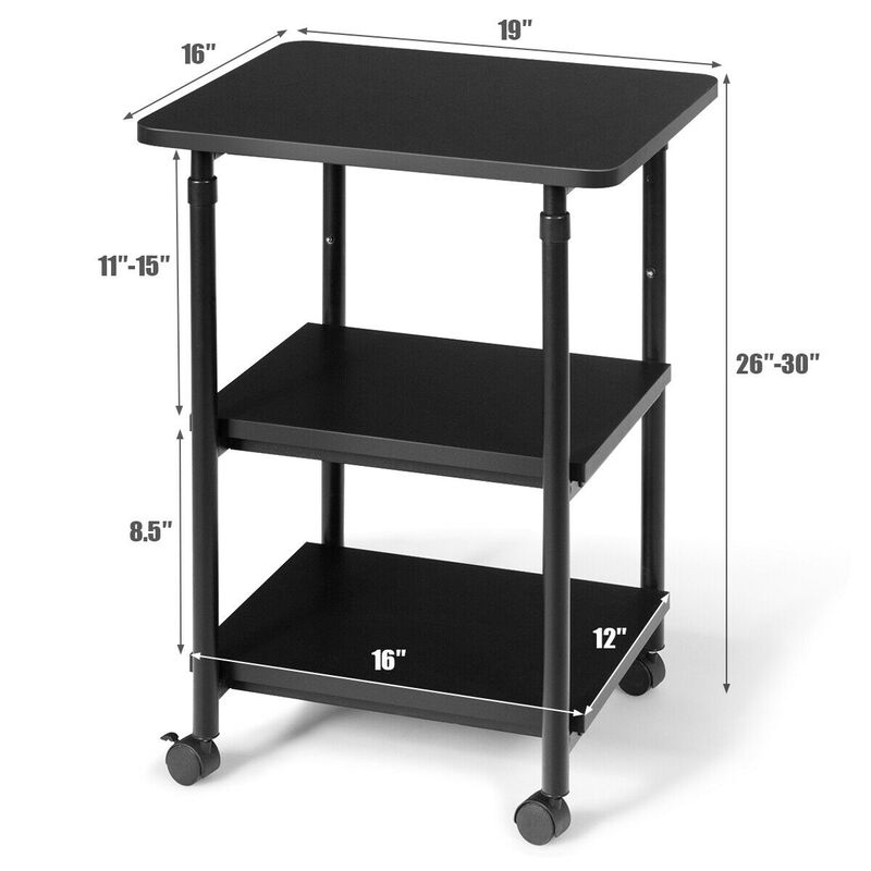 3-tier Adjustable Printer Stand with 360� Swivel Casters