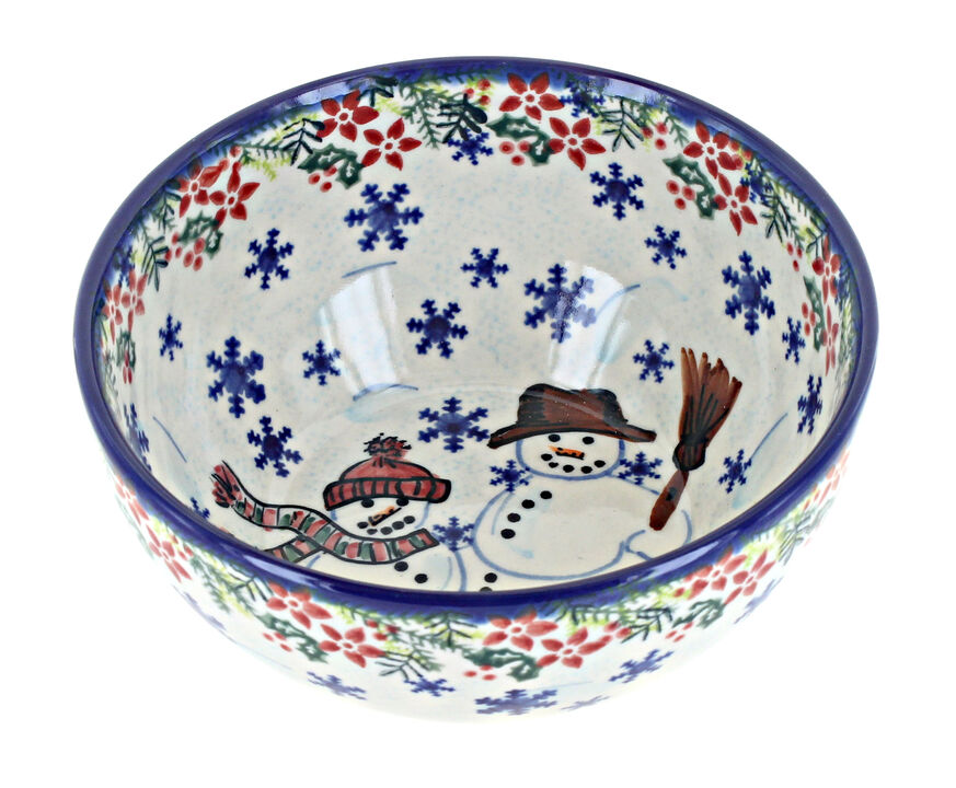 Blue Rose Polish Pottery Snowflake Friends Cereal/Soup Bowl