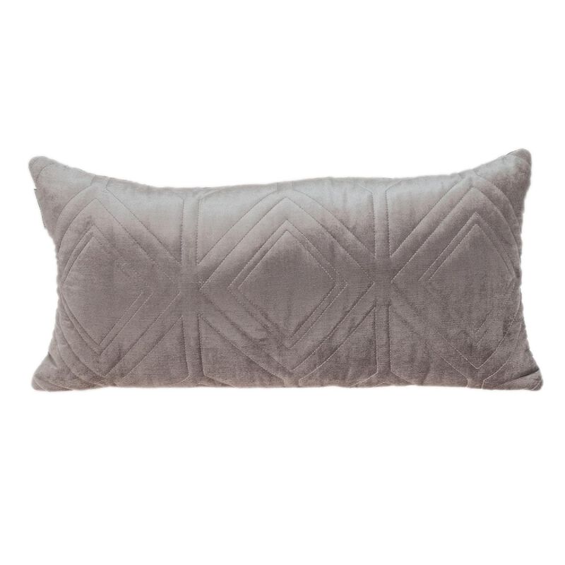 24” Beige Transitional Quilted Rectangular Throw Pillow