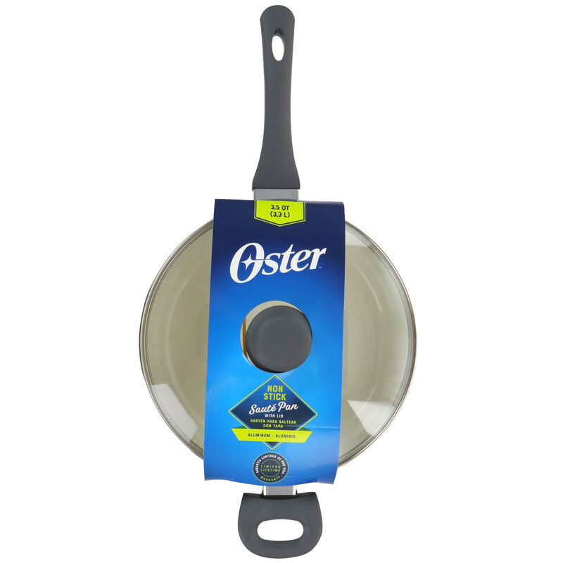 Oster Ridge Valley 3.5 Quart Nonstick Aluminum Saute Pan with Lid in Gray