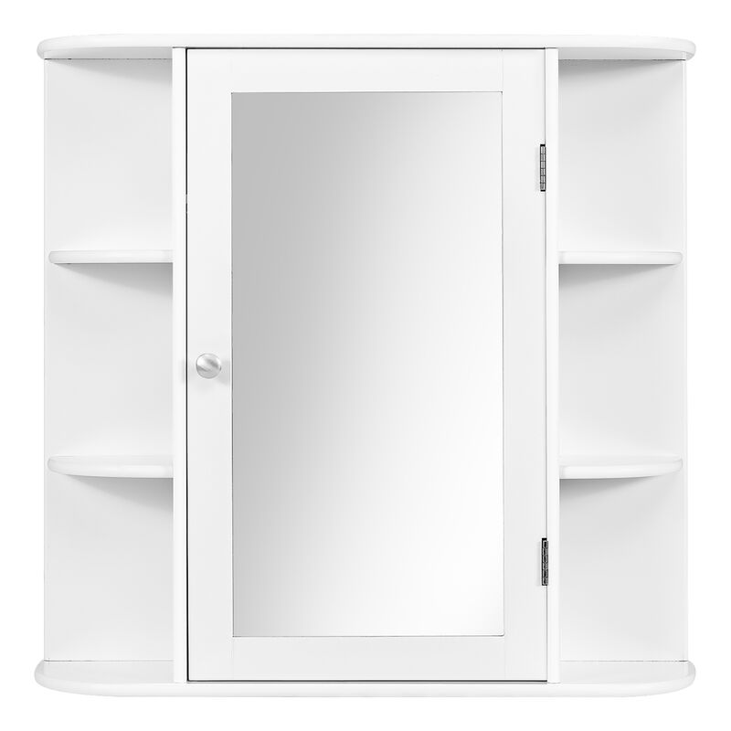 Costway Multipurpose Mount Wall Surface Bathroom Storage Cabinet Mirror White