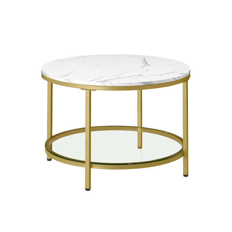 Faux Marble Round Coffee Table for Elegant Living Room Decor