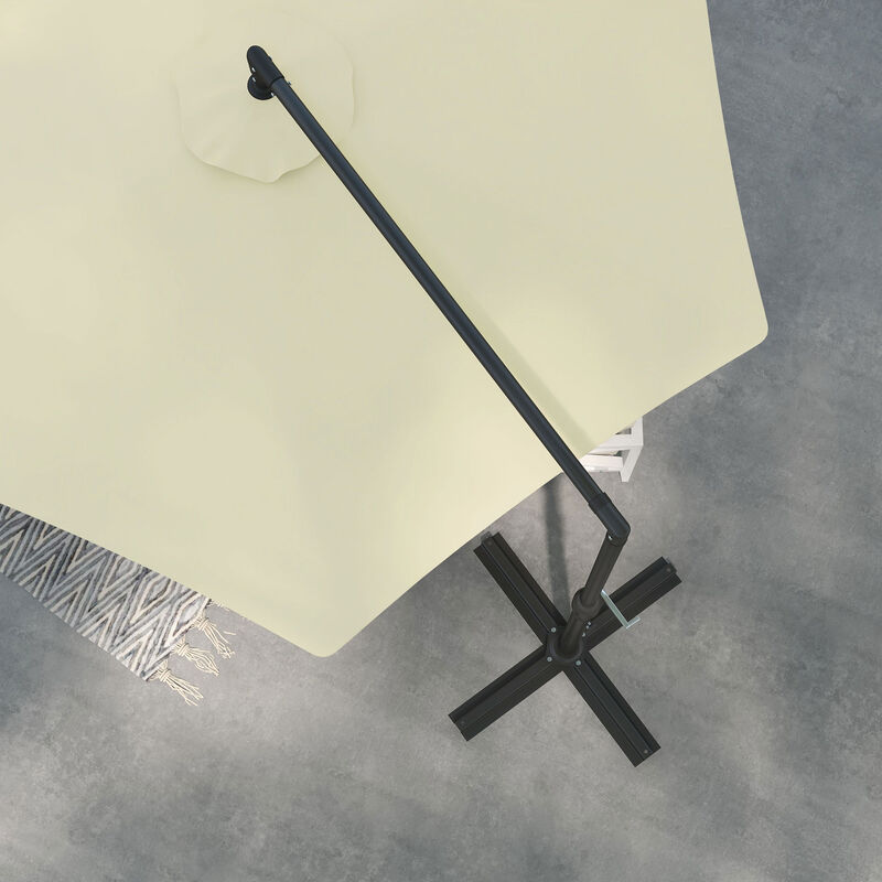 9.5FT Cantilever Patio Umbrella w/ Crank Cross Base Hanging Offset Umbrella