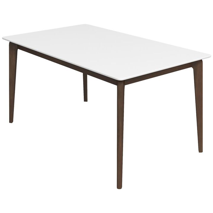 Ashcroft Furniture Co Lindsey Mid-Century Modern Solid Wood White Top Dining Table