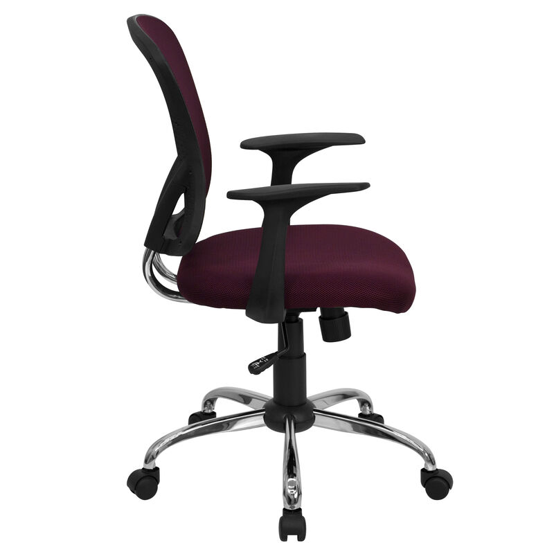 Alfred Mid-Back Blue Mesh Swivel Task Office Chair with Chrome Base and Arms