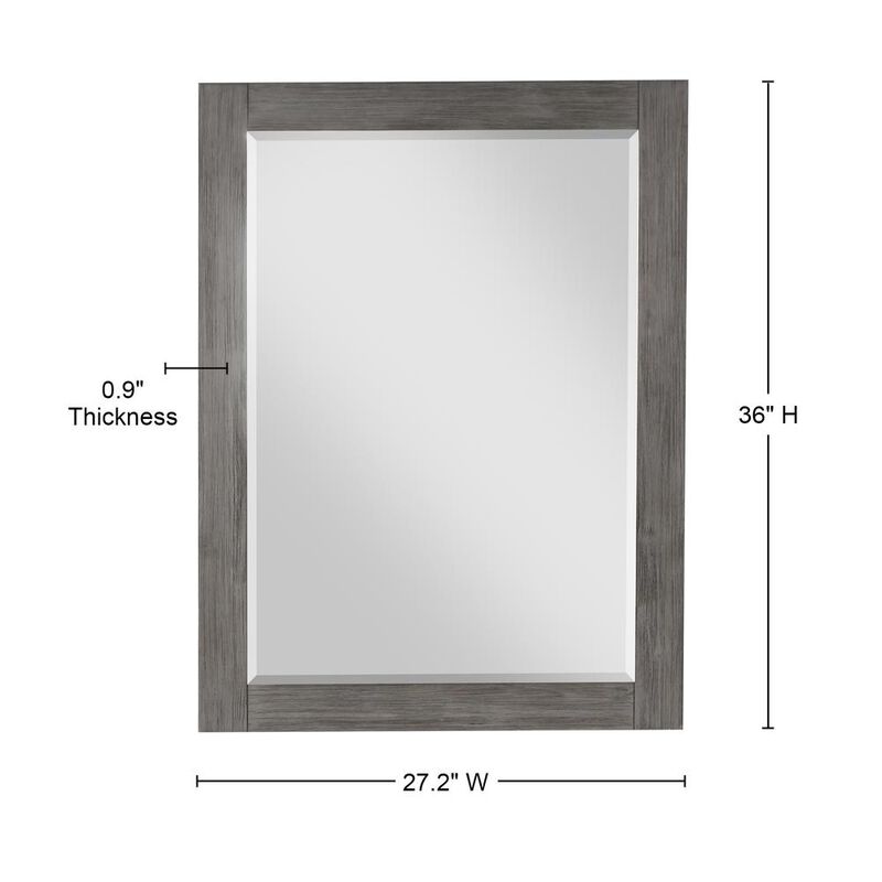 Altair 28 Rectangular Bathroom Wood Framed Wall Mirror in Classical Grey