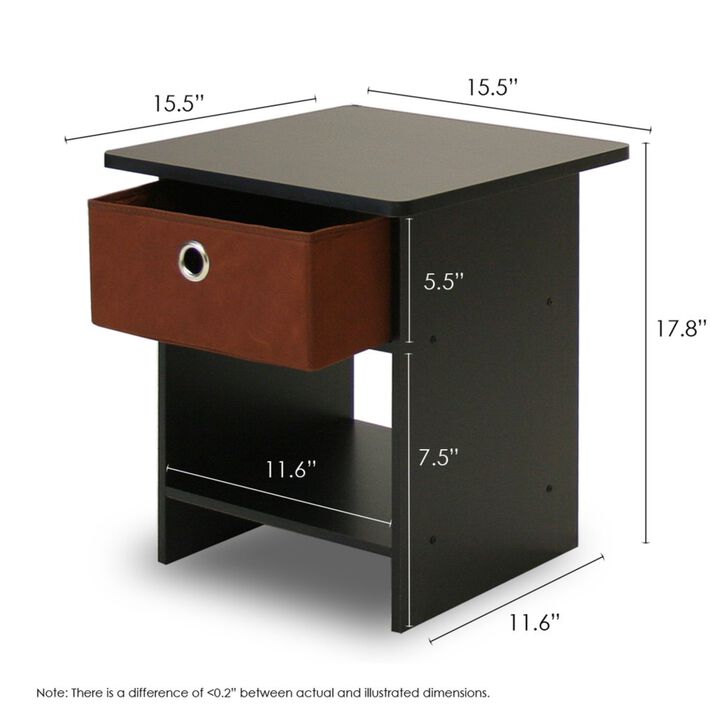 Furinno Dario End Table / Side Table / Night Stand / Bedside Table with Bin Drawer, 1-Pack, Espresso/Brown