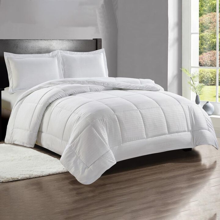 Plazatex Luxurious Soft Bedding 3 Piece Mini Elegant Comforter Set Designed for Stylish and Cozy Bedroom Decor Queen White