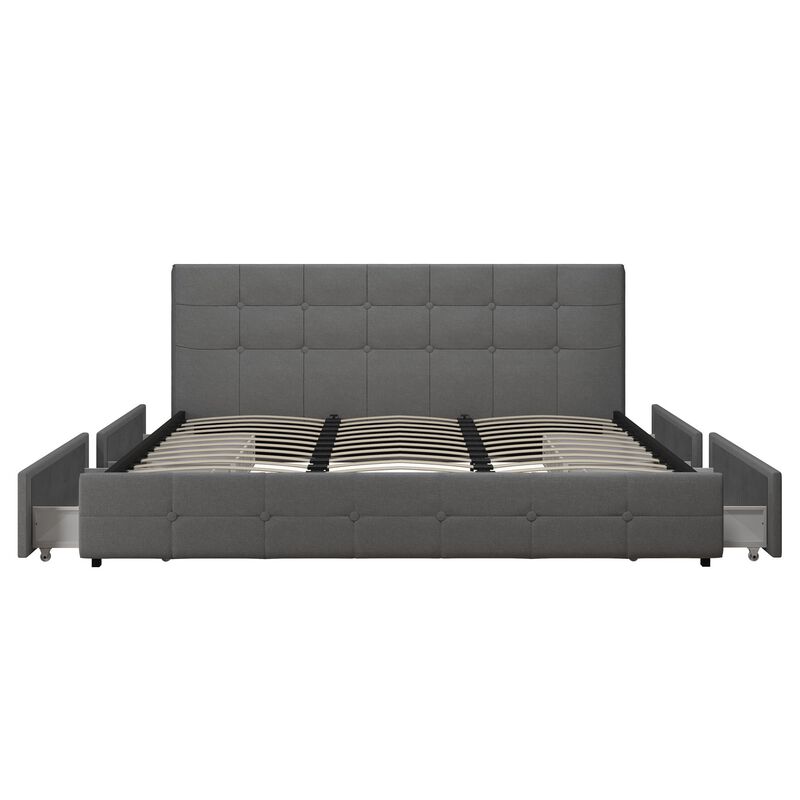 Atwater Living Ryder Gray Linen Upholstered Bed with Storage