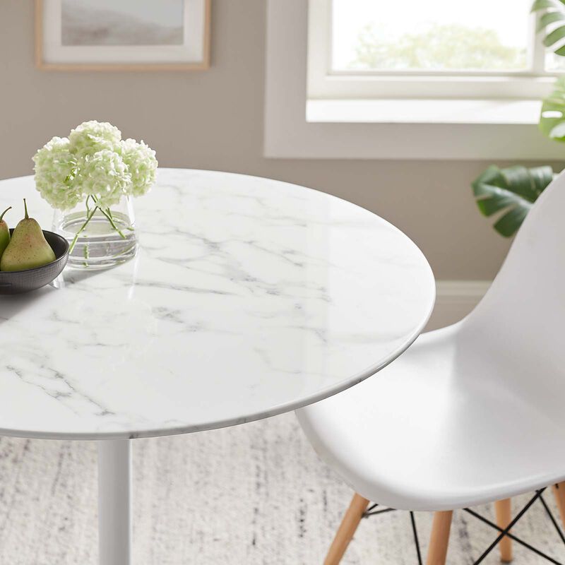 Modway - Lippa 36" Round Artificial Marble Dining Table White