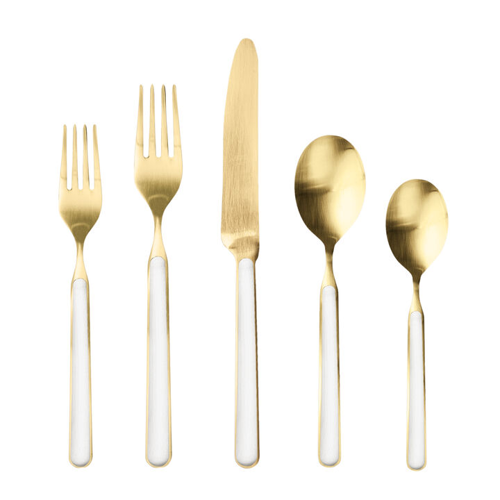 Fantasia 20-Piece Flatware Set in Ice Gold Porcelain