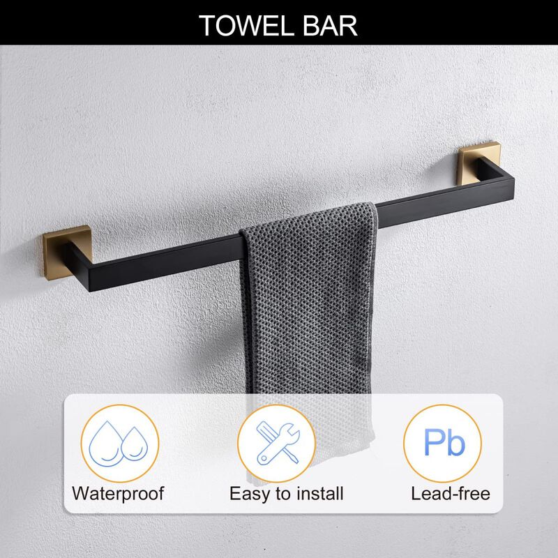 5 Pieces Bathroom Hardware Accessories Set Towel Bar Set Wall Mounted, Stainless Steel