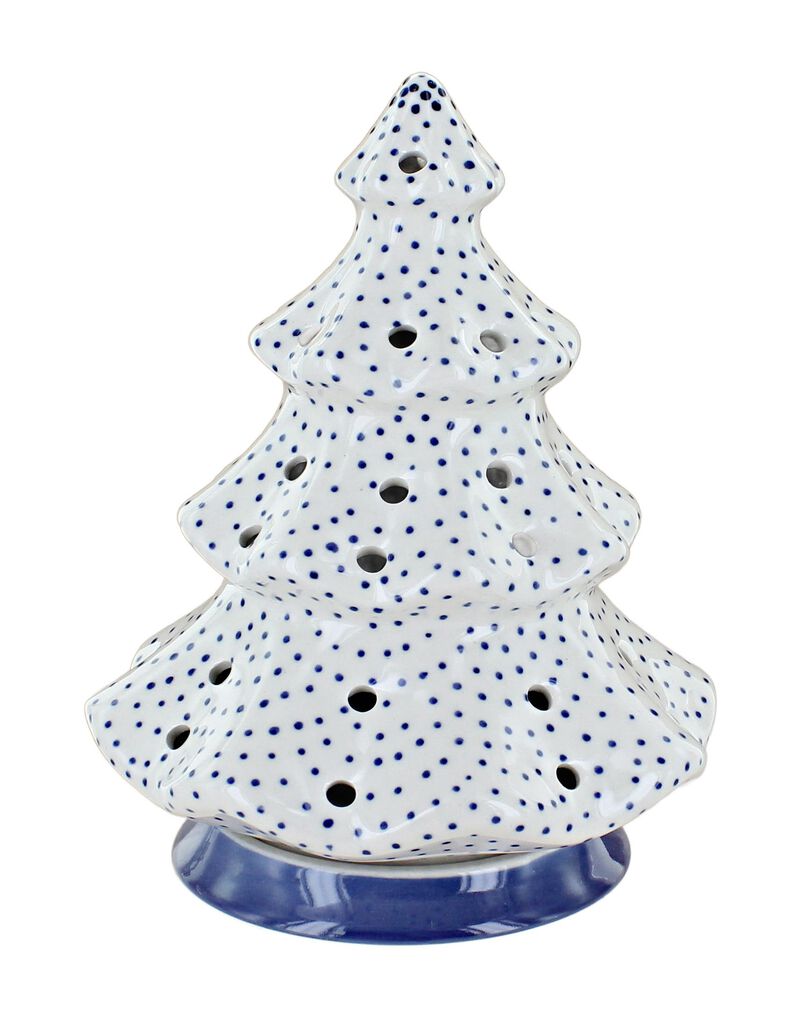 Blue Rose Polish Pottery Festive Fir Tree Luminary