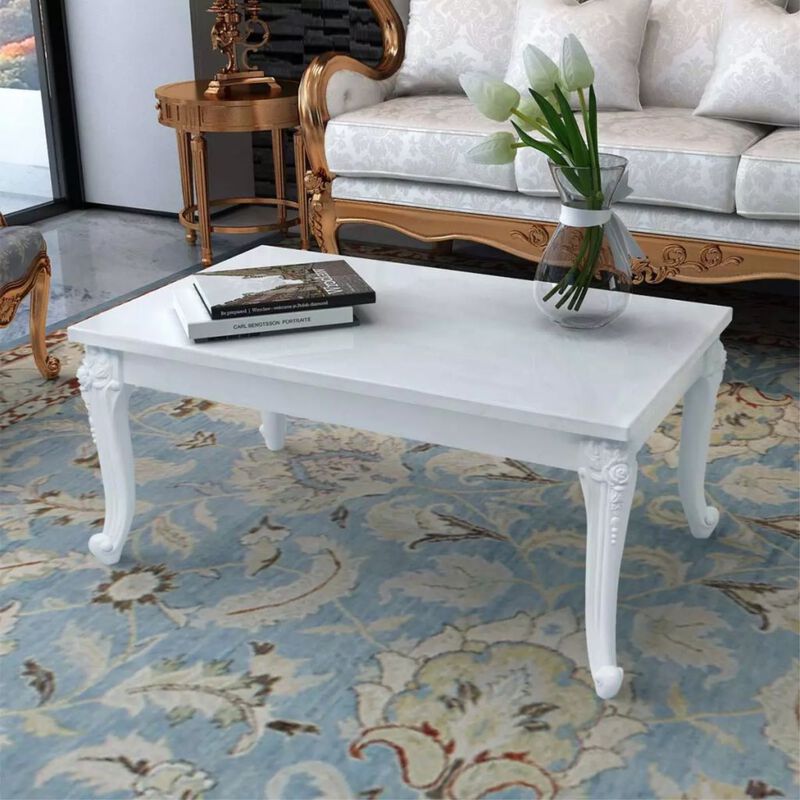 vidaXL Coffee Table 39.4"x23.6"x16.5" High Gloss White