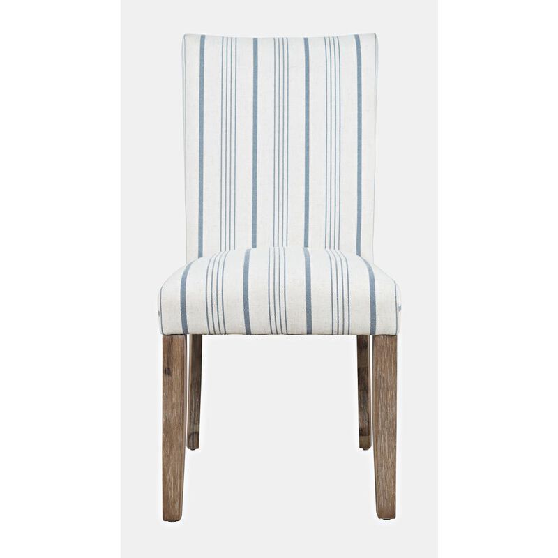 Jofran Coastal Wire-Brushed Acacia Upholstered Parsons Dining Chair (Set of 2)