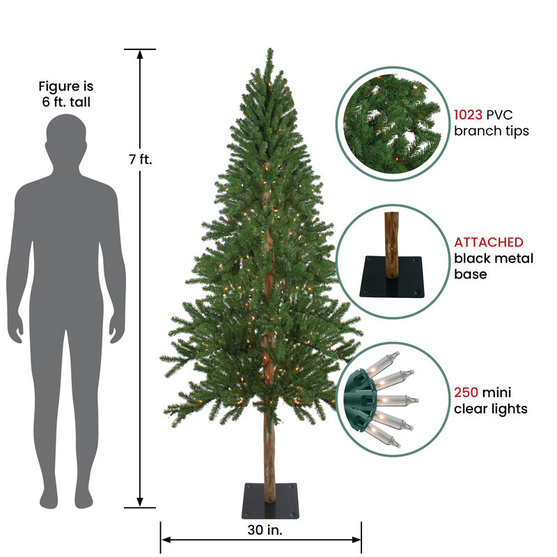 7' Pre-Lit Medium Alpine Artificial Christmas Tree  Clear Lights
