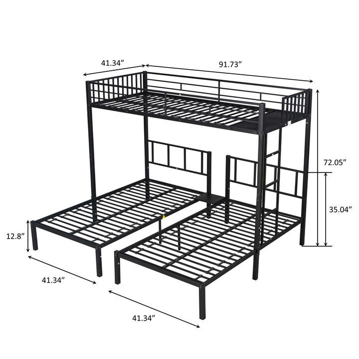 Triple twin bunk bed, can be separated into 3 twin beds